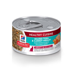 Nourriture humide en conserve pour chats HILL'S SCIENCE DIET - Healthy Cuisine - Mélange de Thon grillé & carottes. 79 g.