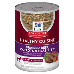 Nourriture humide en conserve pour chiens HILL'S SCIENCE DIET - Cuisine santé - Ragoût de Boeuf braisé et légumes. 354 g.