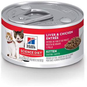 Nourriture humide en conserve pour chatons HILL'S SCIENCE DIET - Entrée de foie et poulet. Choix de formats.