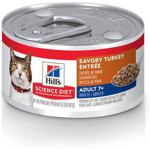 Nourriture humide en conserve pour chats seniors 7+ HILL'S SCIENCE DIET - Entrée de dinde. Choix de formats.
