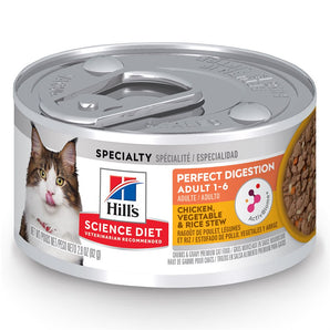 Nourriture humide en conserve pour chats HILL'S SCIENCE DIET - Formule Santé digestive - Ragoût de Poulet, légumes & Riz. 82 g.