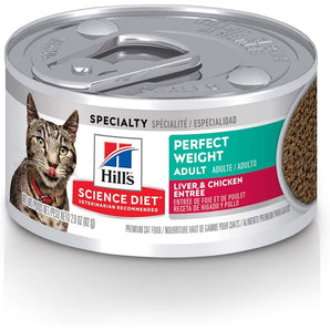 Nourriture humide en conserve pour chats HILL'S SCIENCE DIET - Formule Santé du poids - Entrée de foie et poulet. 82 g.