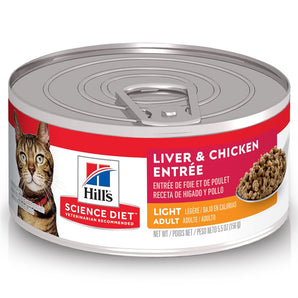 Nourriture humide en conserve pour chats HILL'S SCIENCE DIET - Formule Légère. - Entrée de foie et de poulet. 156 g.