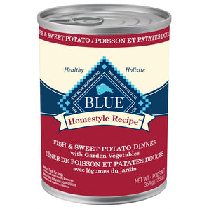 Nourriture humide pour chiens adultes BLUE HOMESTYLE RECIPE. Dîner de poisson et patates douces. 354 g.