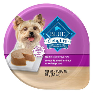 Nourriture humide pour chiens adultes de petites races BLUE BUFFALO DELIGHTS - Pâté de surlonge de bifteck. 99 g.
