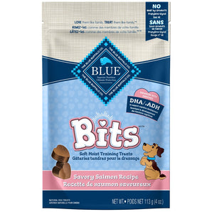 Gâteries semi-humides pour chiens BLUE BUFFALO BITS. Bouchées à saveur de saumon. 113 g. Choix de quantités.