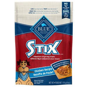 Gâteries semi-humides pour chiens BLUE BUFFALO STYX. Bâtons de poulet et riz brun. 170 g. Choix de quantités.