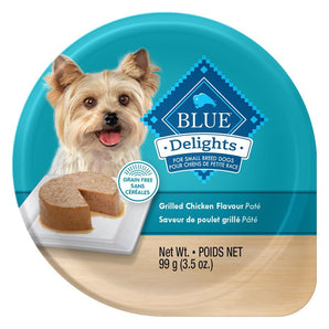 Nourriture humide pour chiens adultes BLUE DELIGHTS - Pâté de poulet grillé. 99 g.