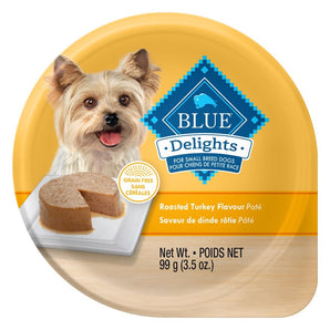 Nourriture humide pour chiens adultes BLUE DELIGHTS - Pâté de dinde grillée. 99 g.