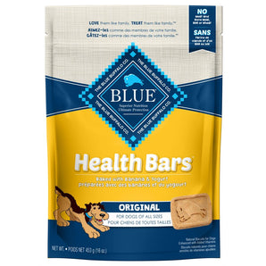 Gâteries pour chiens adultes BLUE BUFFALO HEALTHY BARS - Barres-santé à saveur de bananes et yogourt. 453 g. Choix de quantités.