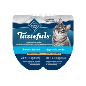Nourriture humide pour chats adultes BLUE BUFFALO TASTEFULS - 2 portions individuelles. Entrée de pâté de poulet. 74 g. Choix de quantités.