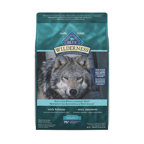 Nourriture sèche pour chiens adultes de grandes races BLUE BUFFALO WILDERNESS avec céréales. Saveur de saumon. 10.89 kg.