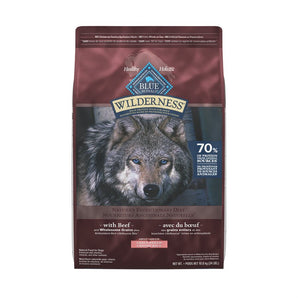 Nourriture sèche pour chiots BLUE BUFFALO WILDERNESS avec céréales. Saveur de boeuf. 10.89 kg.