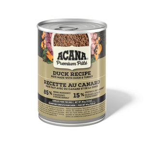 Pâté pour chiens ACANA PREMIUM. Recette au canard. 363 g. Choix de quantités.