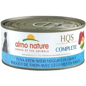 Nourriture humide pour chiens ALMO NATURE HQS COMPLETE - Recette de ragoût de thon avec légumes en sauce - 156g - Choix de quantités