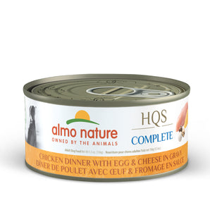 Nourriture humide pour chiens ALMO NATURE HQS COMPLETE - Recette de ragoût de poulet avec oeufs et fromage en sauce - 156g - Choix de quantités