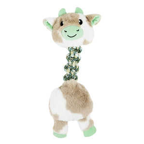 Jouet en peluche avec corde pour chiens BÜD'Z - Vache de l'Himalaya - 43 cm.