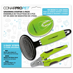 Ensemble de départ pour le toilettage d'animaux moyens et grands CONAIR Pro Groom 3 outils.