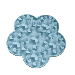 Tapis de léchage en silicone DEXYPAWS ''Cache-Cache" - Fleur. Bleu.