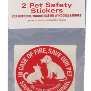 Autocollants Envirofresh "En cas d'incendie - Sauvez notre animal" - Paquet De 2