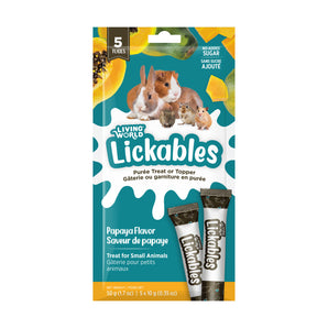 Gâteries Lickables Living World pour petits animaux (rongeurs) - Saveur de papaye - 5 tubes de 10 g. Choix de quantités.