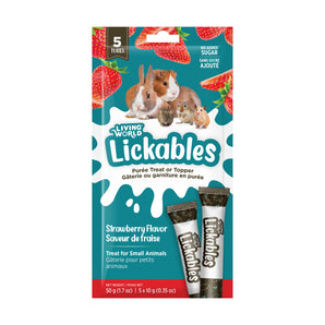 Gâteries Lickables Living World pour petits animaux (rongeurs) - Saveur de fraise - 5 tubes de 10 g. Choix de quantités.