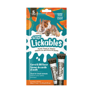 Gâteries Lickables Living World pour petits animaux (rongeurs) - Saveur de carotte et aneth - 5 tubes de 10 g. Choix de quantités.