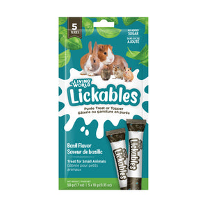 Gâteries Lickables Living World pour petits animaux (rongeurs) - Saveur de basilic - 5 tubes de 10 g. Choix de quantités.