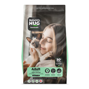 Nourriture sèche pour chats adultes d'intérieur "Maintien - Boules de poils" de Nature's HUG. Choix de formats