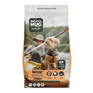 Nourriture sèche pour chiens âgés ou moins actifs de races petites et miniatures "Senior" de Nature's HUG. 2.27 kg.