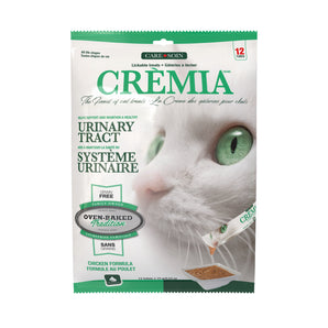 Gâteries à lécher pour chats OBT CRÈMIA, Sans grains - Formule système urinaire - Saveur de poulet. 12x15g. Choix de quantités.