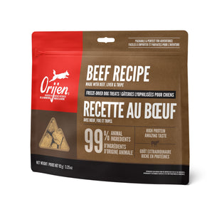 Gâteries lyophilisés ORIJEN pour chiens. Recette au boeuf. 92 g