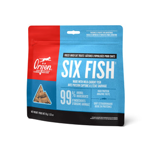 Gâteries lyophilisés ORIJEN pour chats. Recette "Six Fish" 35 g