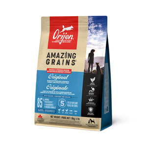 Nourriture sèche pour chiens ORIJEN AMAZING GRAINS. Recette originale. Choix de formats.