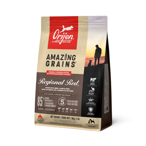 Nourriture sèche pour chiens ORIJEN AMAZING GRAINS. Recette Regional Red. Choix de formats.