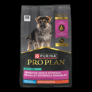 Nourriture sèche pour chiots Proplan - Grandes races - Formule peau & estomacs sensibles -  Saveur saumon et riz - 10,9kg