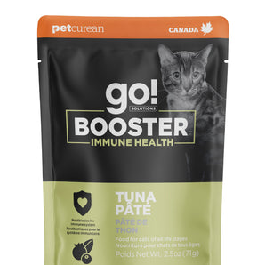 Nourriture humide pour chats PETCUREAN GO! BOOSTER Formule Système immunitaire - Recette de pâté de thon. 71 g. Choix de quantités.