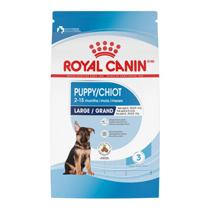 Nourriture sèche Royal Canin pour chiots de grande taille (2 à 15 mois). Formule soutien du système immunitaire. Choix de format.