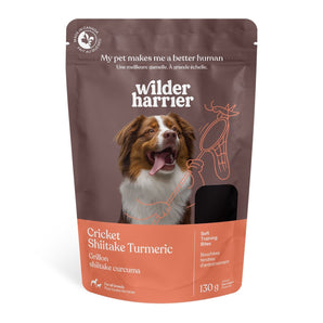 Gâteries tendres à base de grillons WILDER HARRIER pour chiens. Saveur de shitake et curcuma. 130 g.