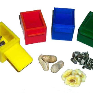 Jouets ZOO-MAX pour oiseaux* - 4 cubes coulissants (cache nourriture) 1.75 po. Couleurs variées.