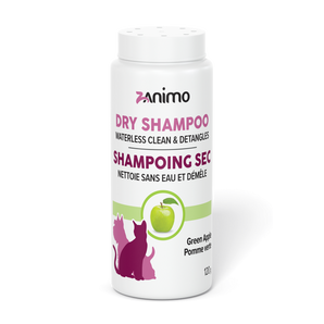 Zanimo SHAMPOING SEC - Nettoyant et démêlant - POMME VERTE. Pour chiens et chats. 120g