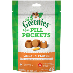 Greenies "Pill Pockets" Chicken Flavor Cat Capsules. Size: 45g.