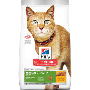 Hill's Science Diet Senior (Adult 7+) Dry Cat Food. Youth vitality formula. Choice of formats.