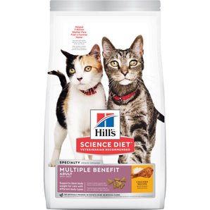 Hill's Science Diet adult dry cat food. Multiple benefit formula. Choice of formats.