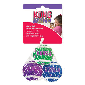 Toy for cats. Tennis balls with bell from KONG. Pack of 3.
