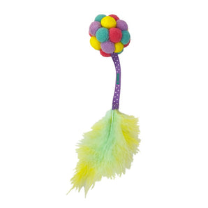 Toy for cats. Assorted bubble ball with feathered rod from KONG. Assorted colors.