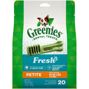 Gâteries dentaires pour chiens de petite taille Greenies Fresh. Saveur fraîche. Format: 340g (20 unités)