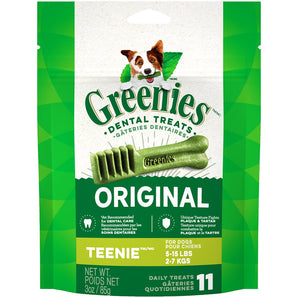 Gâteries dentaires pour chiens de très petite taille Greenies Original Treat-Pak TEENIE™.Choix de formats.