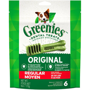 Greenies Original Treat-Pak™ dental treats for medium dogs. Choice of sizes.