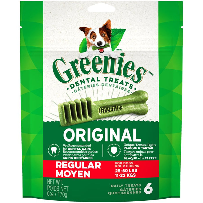 Gâteries dentaires pour chiens de taille moyenne Greenies Original Treat-Pak™.Choix de formats.
